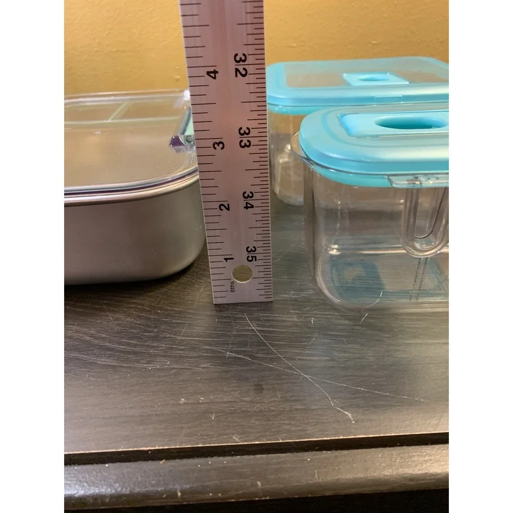 Lot‎ Of 3 Smash Stainless Steel & Plastic Bento Lunch Box, Compartments Teal